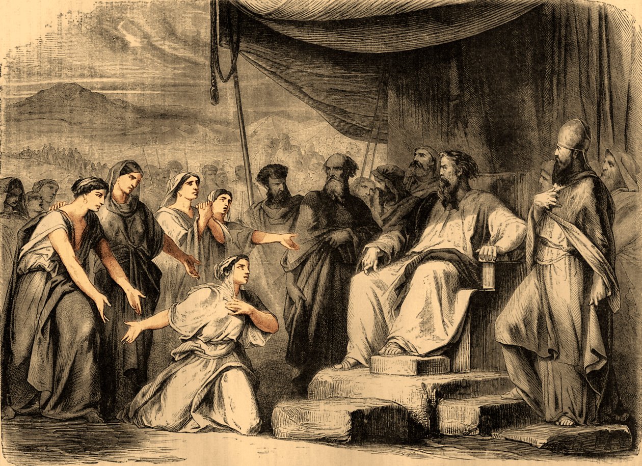 As filhas de Zelofeade perante Moisés (imprimir) de Artist Unknown