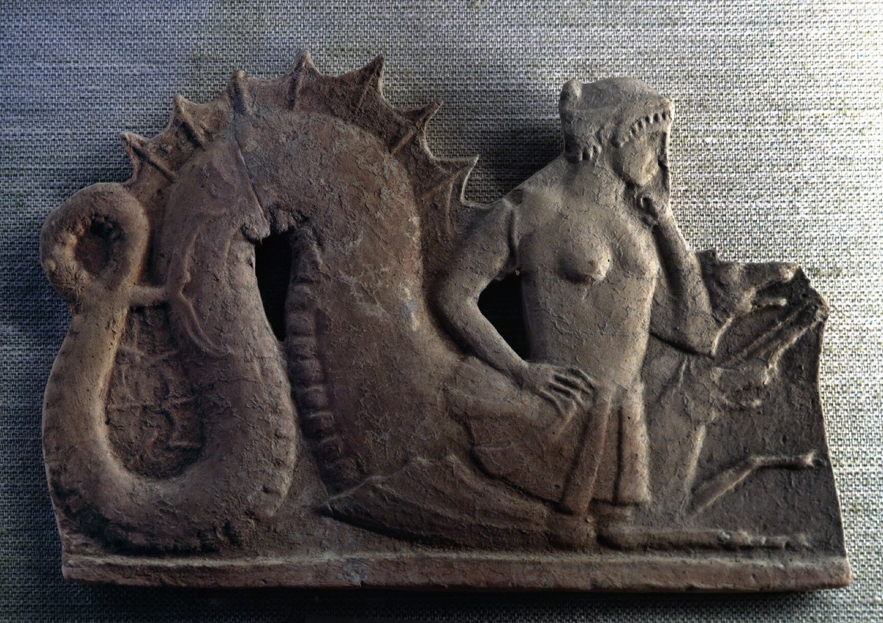 O fabuloso monstro Scylla, que, juntamente com Charybde, guardava o Estreito de Messina. Museu do Louvre, Paris. de Artist Unknown