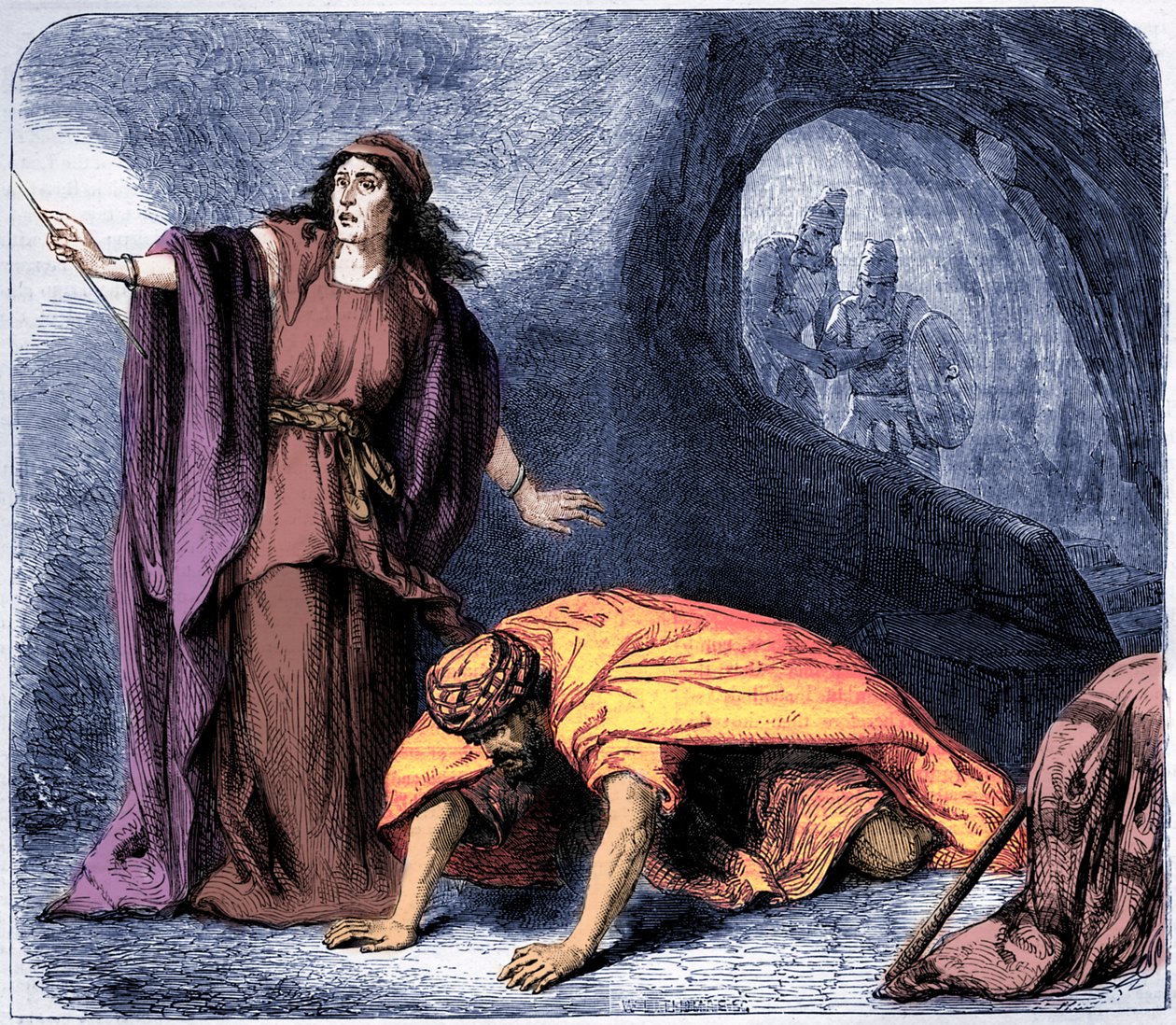 A ressurreição de Samuel pela bruxa de Endor -Bíblia (imprimir) de Artist Unknown