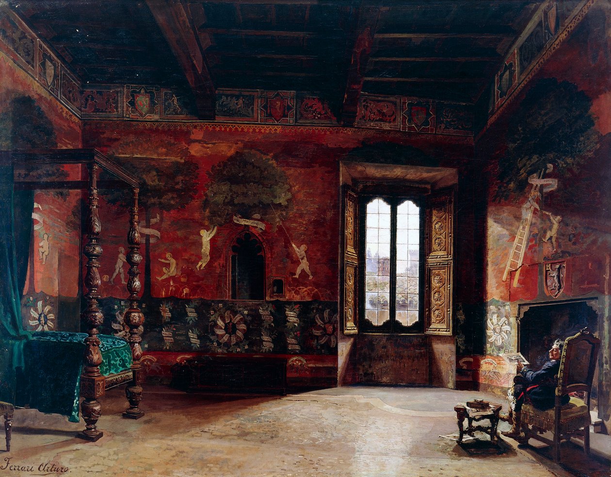 Interior, Arturo Ferrari (1861-1932), óleo sobre tela de Arturo Ferrari
