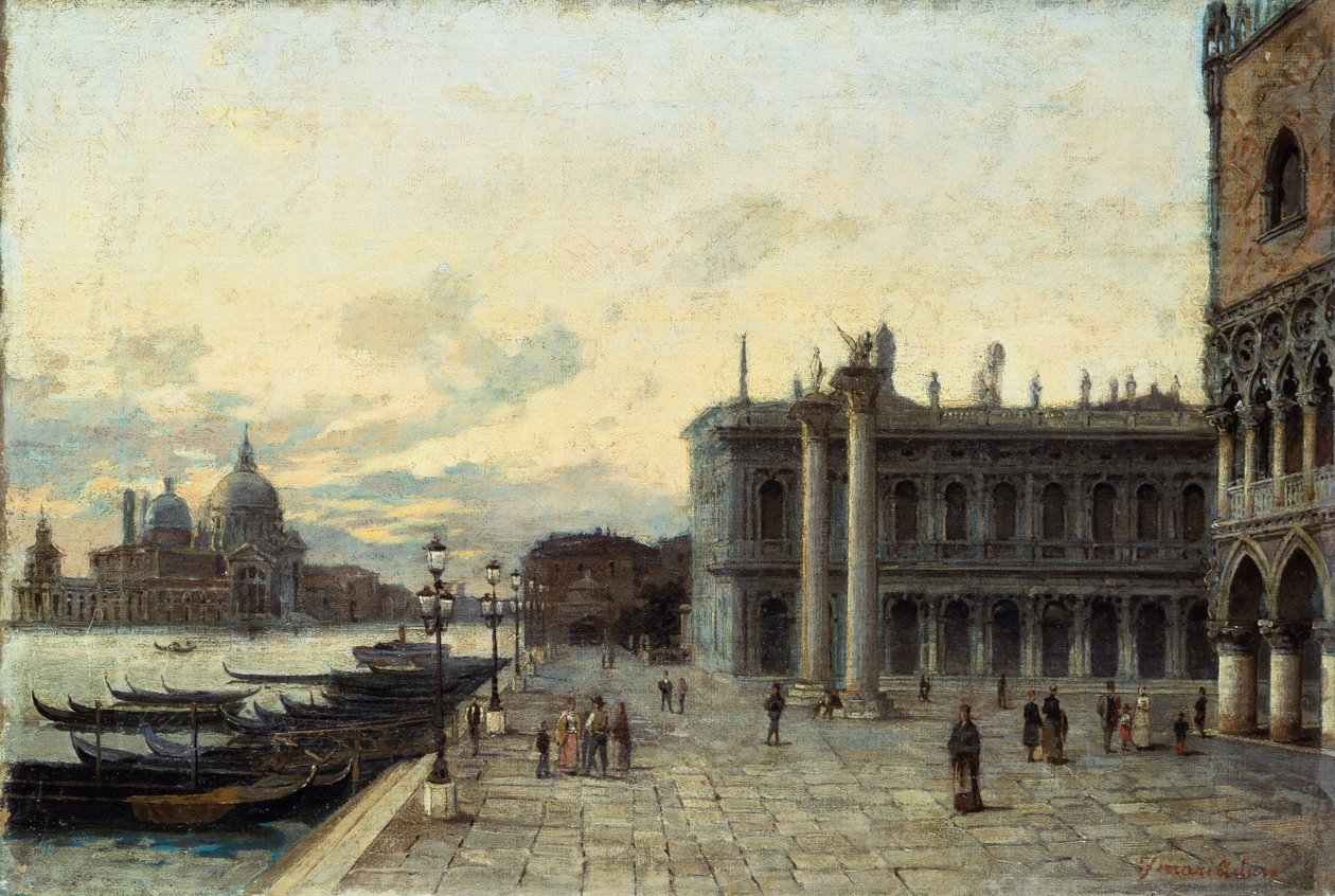 Praça de São Marcos em Veneza, de Arturo Ferrari (1861-1932), óleo sobre tela, 32,5x48 cm de Arturo Ferrari