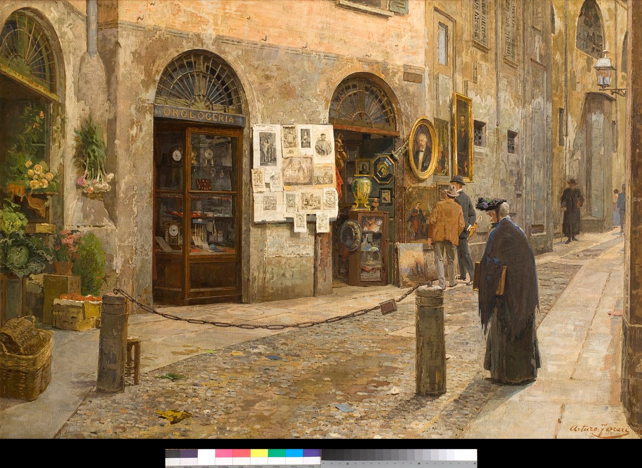 Vista da Via San Bernardino em Milão Itália Pintura de Arturo Ferrari (1861-1932) 1912 Coleção particular de Arturo Ferrari