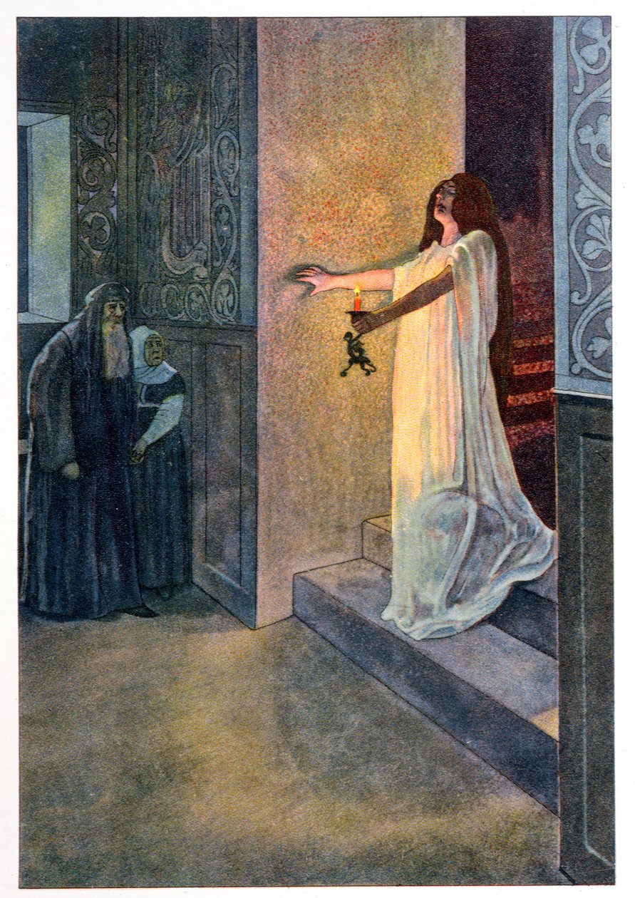 Lady Macbeth Sleepwalking, ilustração de "Macbeth" por William Shakespeare (1564-1616) c.1900 de Artus Scheiner