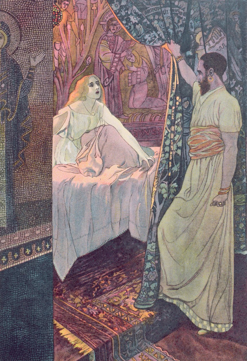 Otelo e Desdêmona, cena de &39;Othello&39; de William Shakespeare (1564-1616) c.1900 de Artus Scheiner