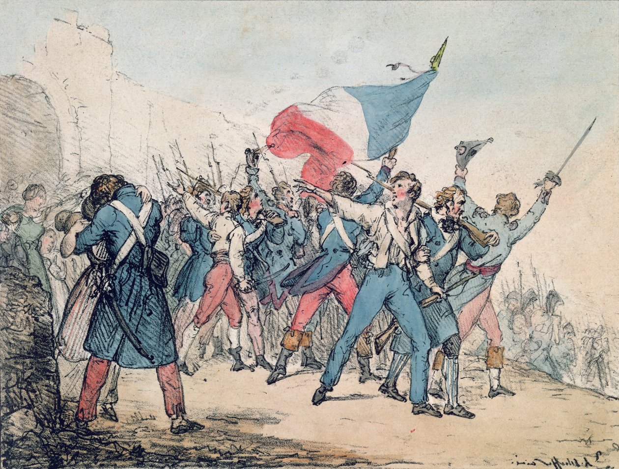 Alegoria da Revolução de 1830 e da Marselhesa, gravada pelos irmãos Gihaut, 1830 de Ary Scheffer