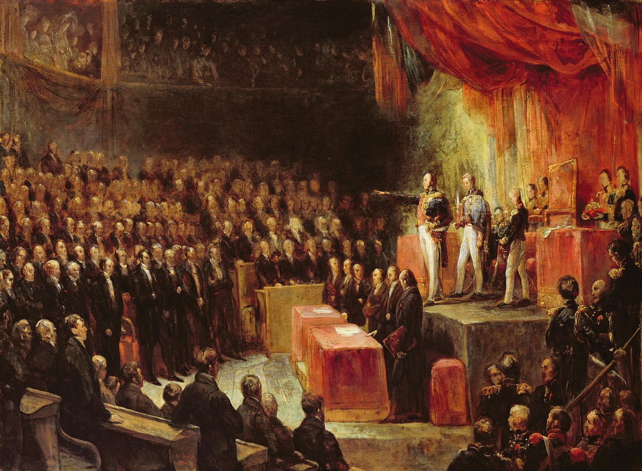 Estudo para o rei Louis-Philippe (1773-1850) Juramento à Câmara dos Deputados, 9 de agosto de 1830 de Ary Scheffer