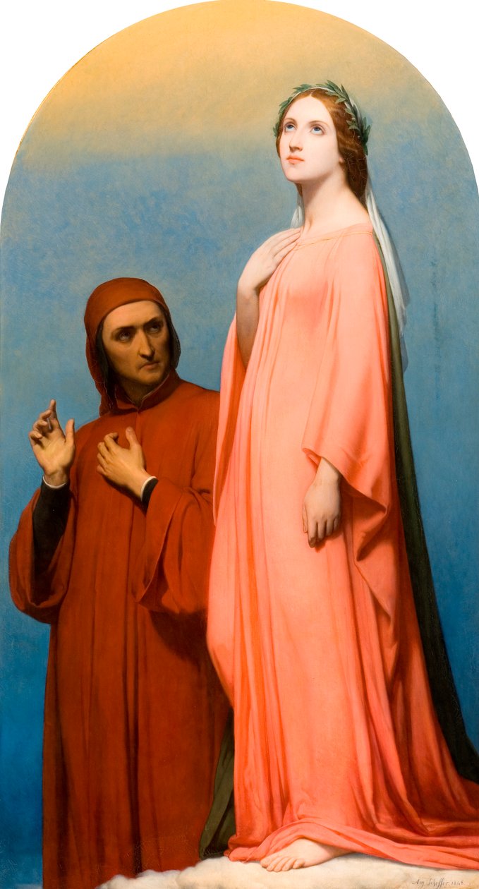 A Visão: Dante e Beatrice, 1846 de Ary Scheffer