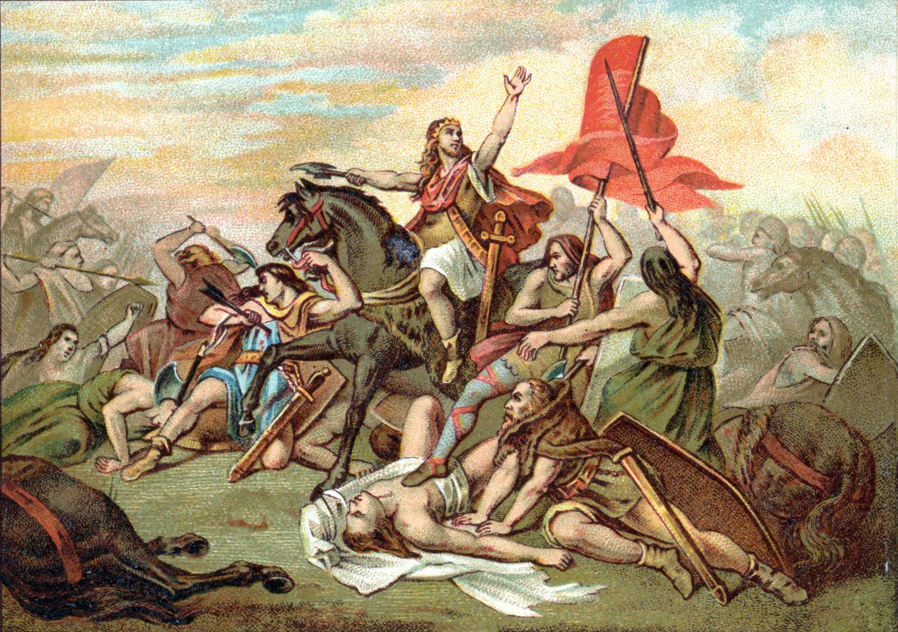 Batalha de Tolbiac (conversão de Clovis) de Ary (after) Scheffer