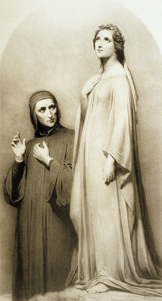 Dante e Beatrice (gravura) de Ary (after) Scheffer