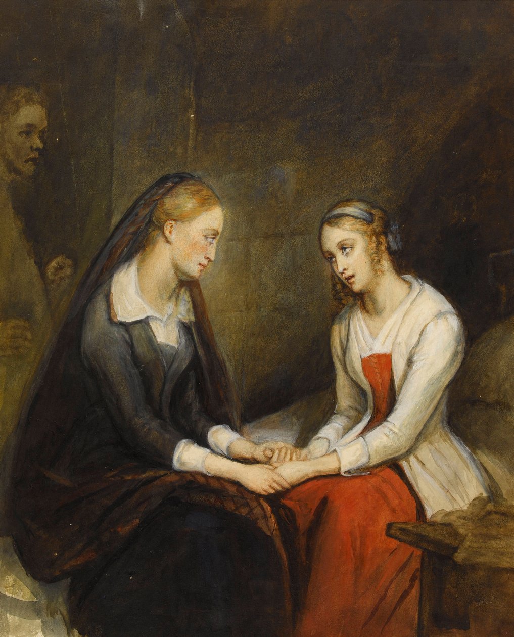 Effie e Jeanie Deans. Depois de The Heart of Mid-Lothian, de Walter Scott, primeiro trimestre do século XIX. de Ary Scheffer