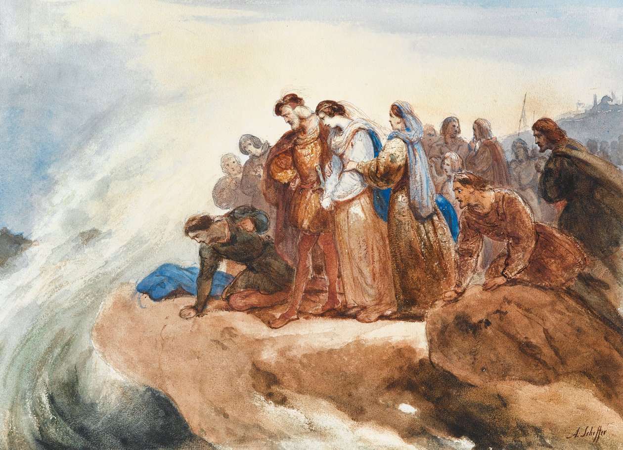 Ilustração para a balada Der Taucher The Diver de Friedrich Schiller. de Ary Scheffer