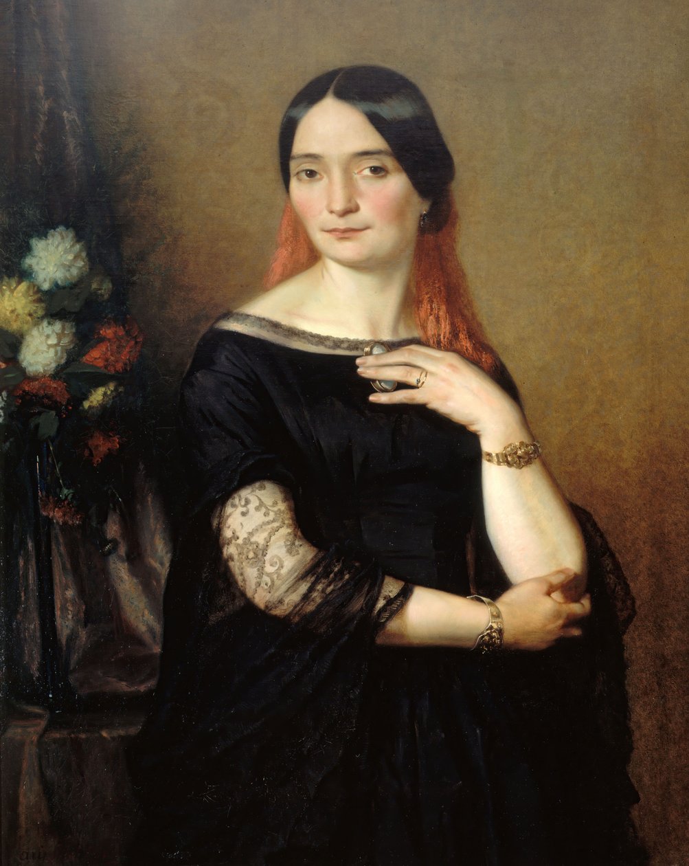 Retrato da atriz Mademoiselle Mars Anne Francoise Hyppolyte Boutet 1779-1847. de Ary Scheffer