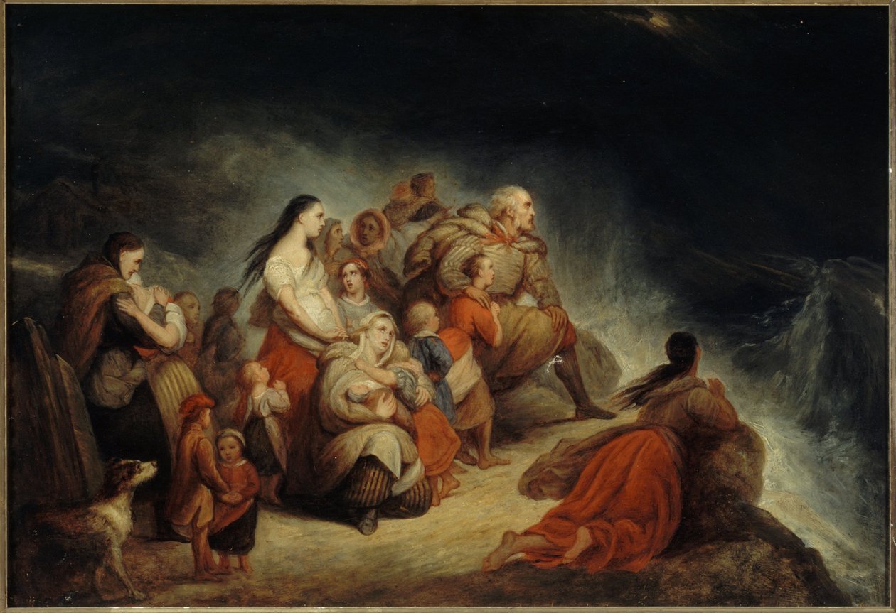 A Tempestade, ca. 1820 (óleo sobre madeira, dourado sobre tela) de Ary Scheffer