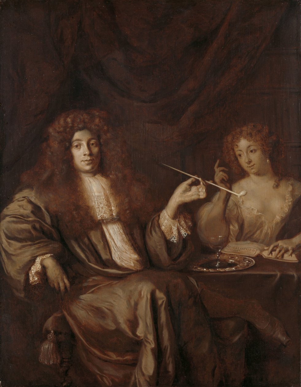 Retrato de Hadriaan Beverland com uma prostituta Adriaan van Beverland, escritor de obras teológicas e satírico, com uma prostituta de Ary de Vois (attributed to)