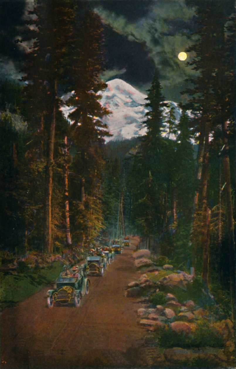 Na estrada do Parque Nacional Mount Rainier, Washington, c1916 de Asahel Curtis