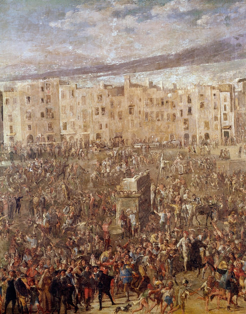 Praça Marche em Nápoles na época da revolução da Pintura Masaniello de Ascanio Luciani (ca. 1621-1706) Nápoles, Museo Nazionale di San Martino de Ascanio Luciani