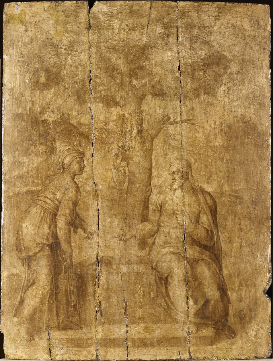 Cristo e a mulher de Samaria de Ascribed to Michelangelo