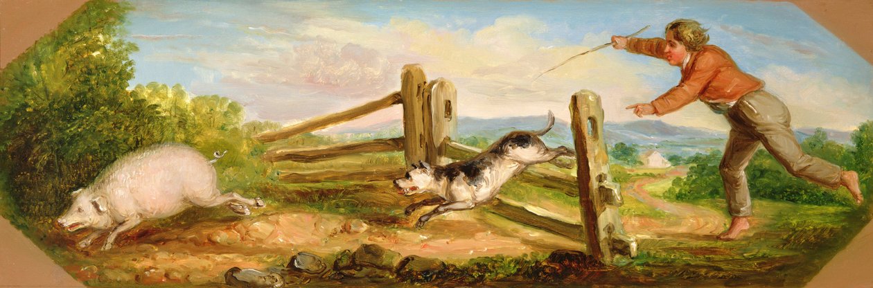 Menino que persegue um porco, 1836 de Asher Brown Durand