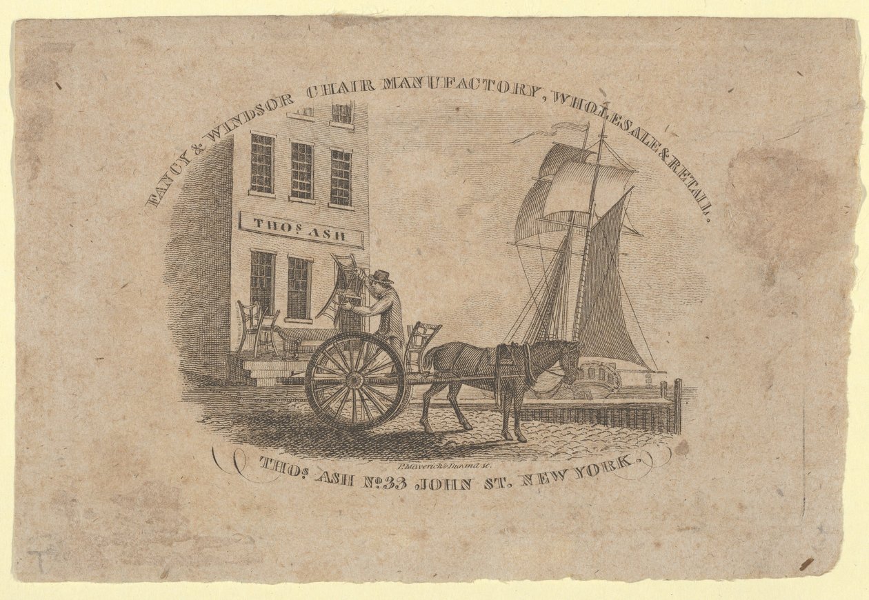 Fancy & Windsor Chair Manufactory, Wholesale & Retail, Thomas Ash, No. 33 John Street, New..., 1817 de Asher Brown Durand