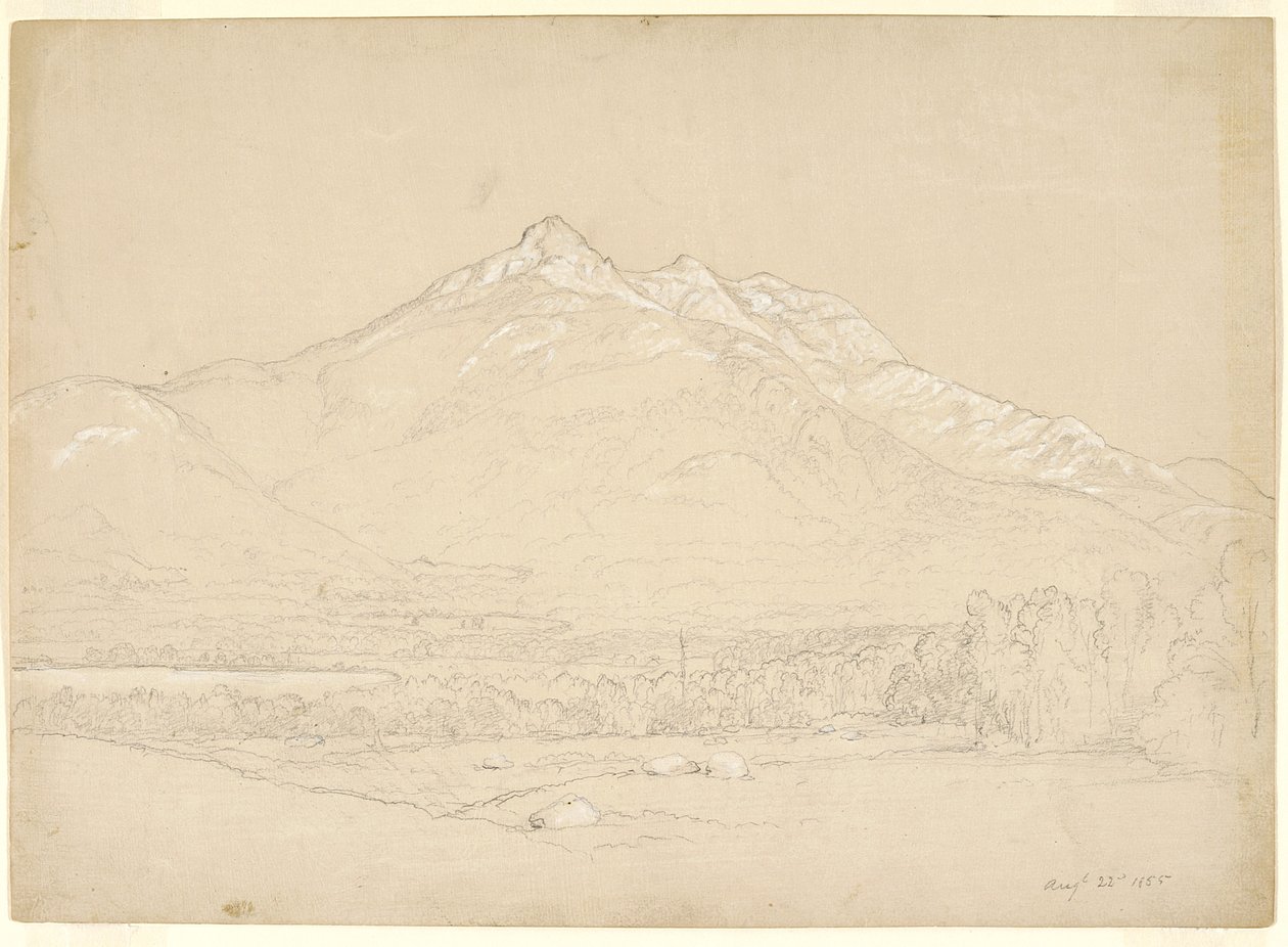 Monte Chocorua, New Hampshire, 1855 (grafite e guache branco sobre papel bege preparado) de Asher Brown Durand