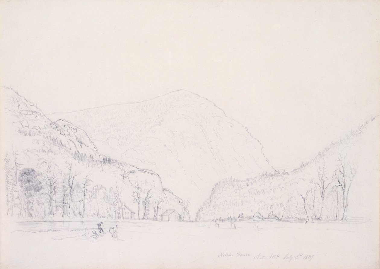 Notch House, Montanhas Brancas, New Hampshire, 1839 (grafite sobre papel) de Asher Brown Durand