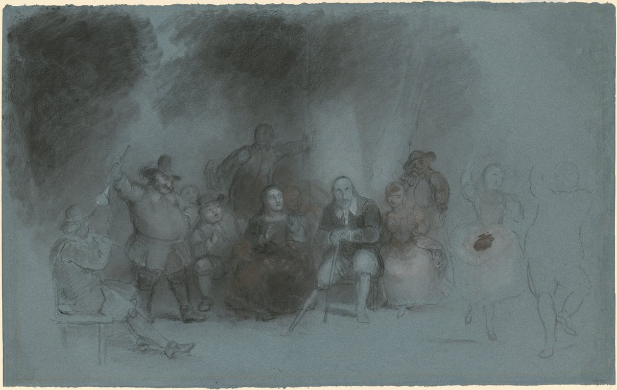 Estudo para "Dança na bateria na presença de Peter Stuyvesant" de Asher Brown Durand
