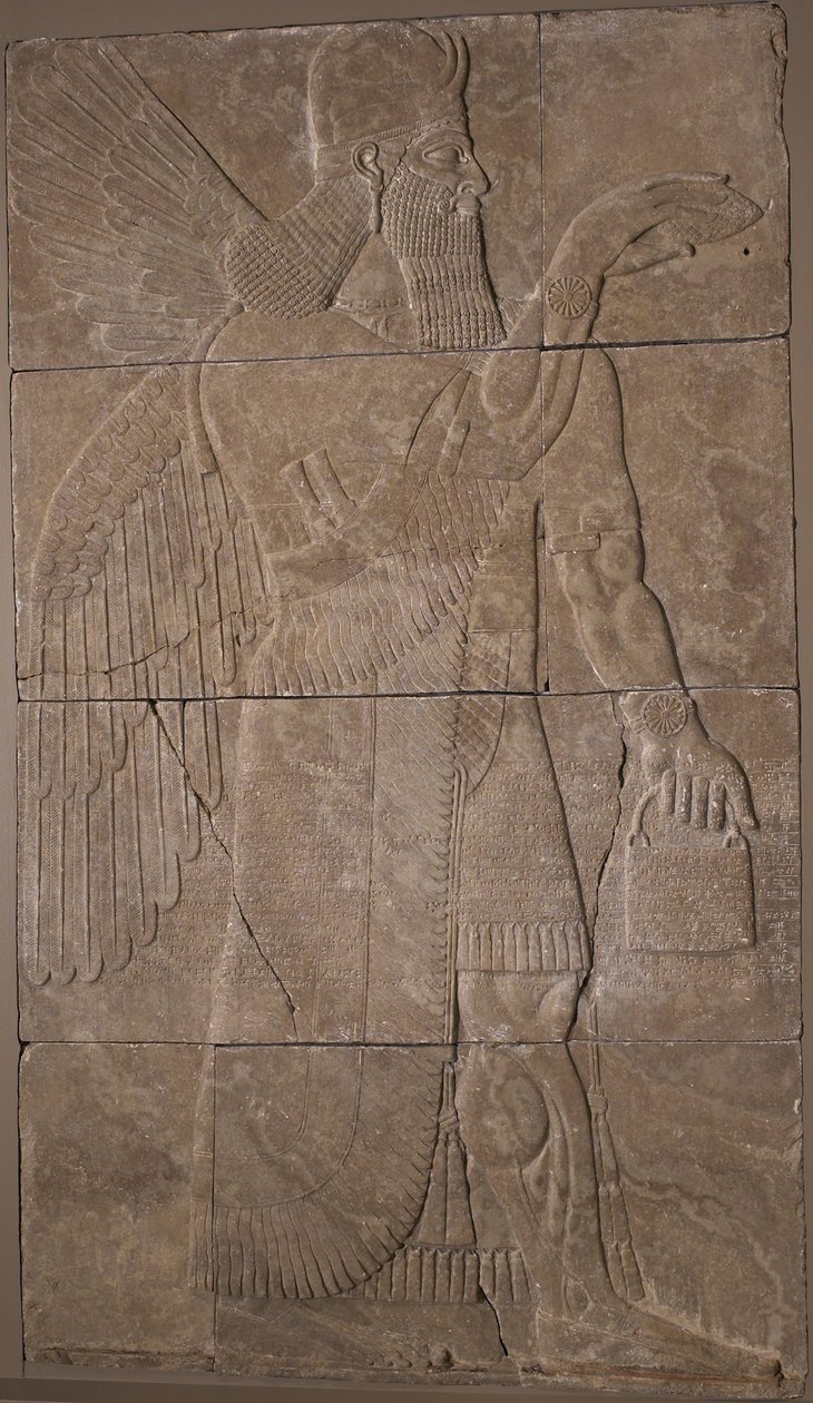 Alívio com o Gênio Alado, 883-59 aC (alabastro) de Assyrian