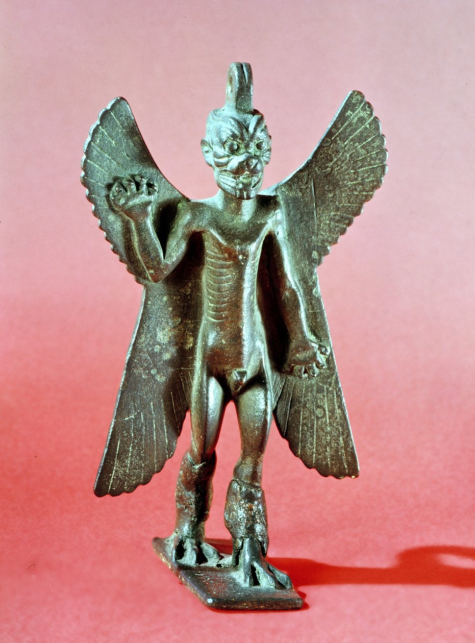 Estatueta de Pazuzu, um demônio assírio do vento (bronze) de Assyrian