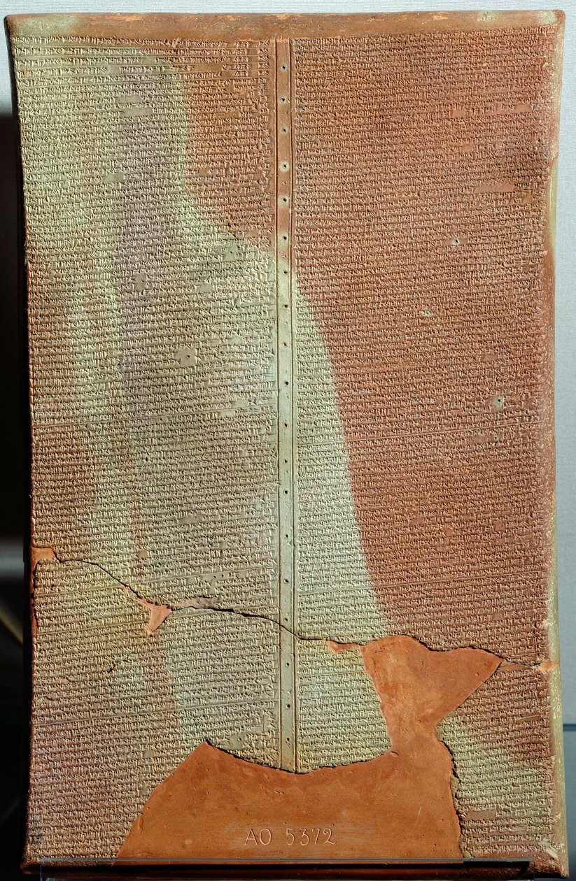 Tablet inscrito com a história do rei Sargão II (721-705 aC) relativa à sua oitava campanha contra o Urartu em 714 aC, de Khorsabad (terracota) de Assyrian