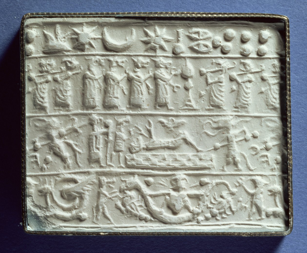 Impressão do selo do cilindro, período neo-assírio (gesso) de Assyrian School