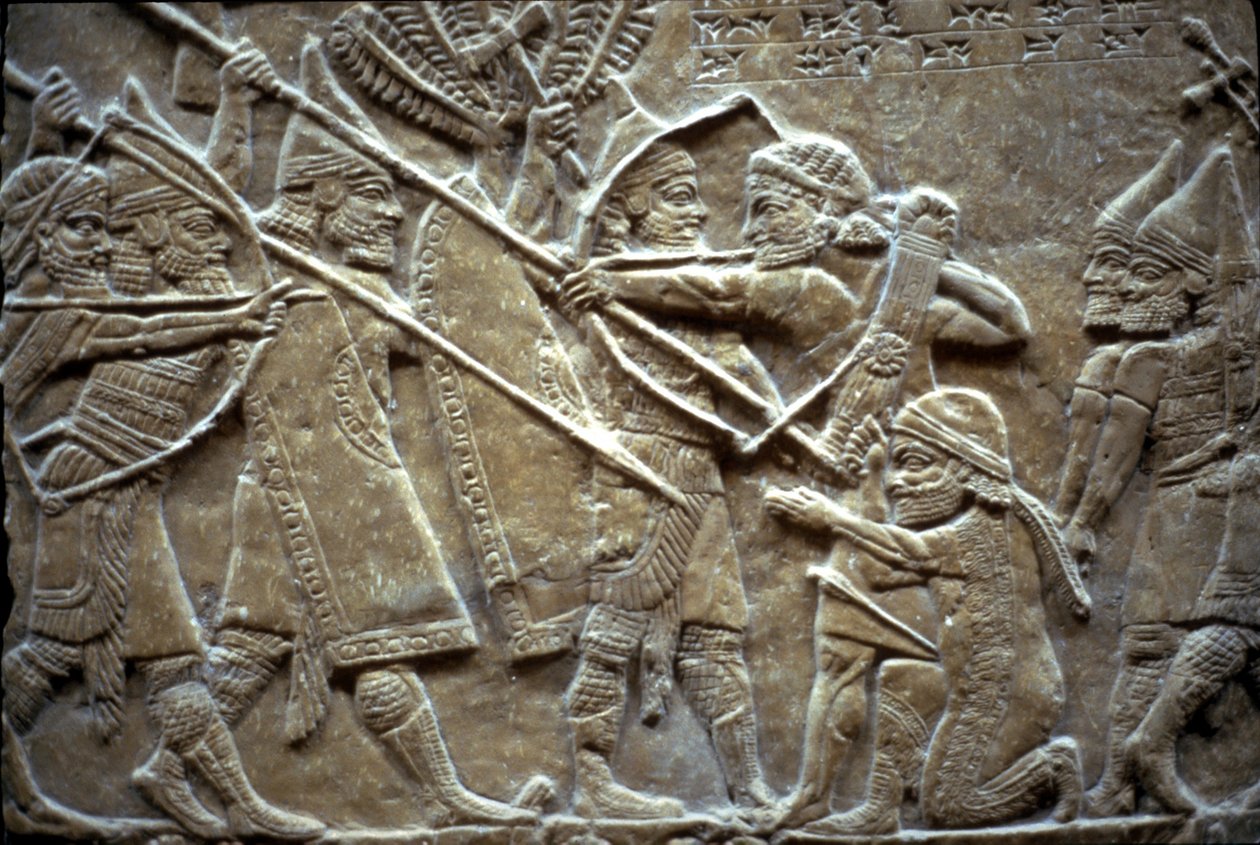 Assurbanipal na batalha de Til-Tuba, 650-620 aC de Assyrian