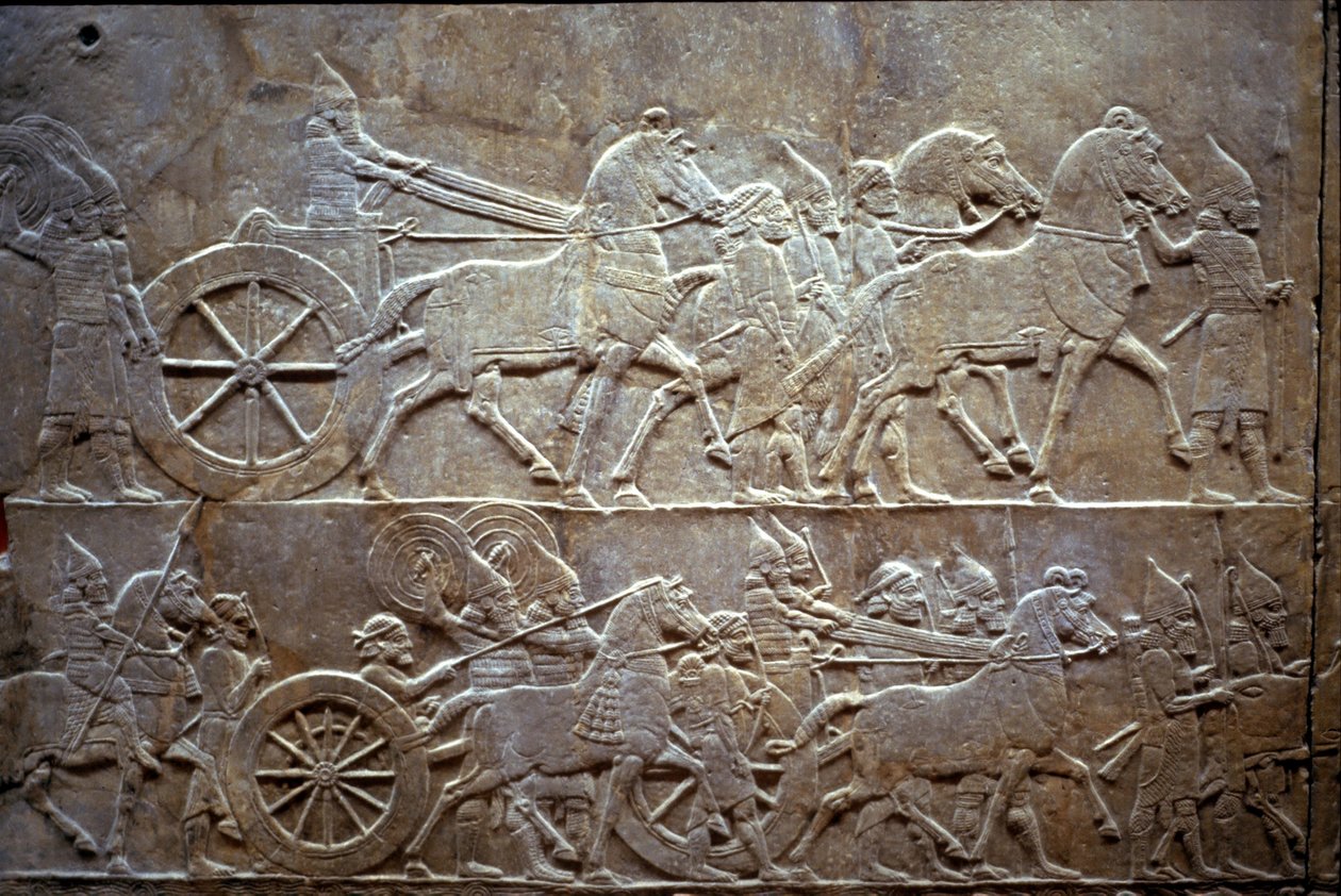 Assurbanipal na batalha de Til-Tuba, 650-620 aC de Assyrian