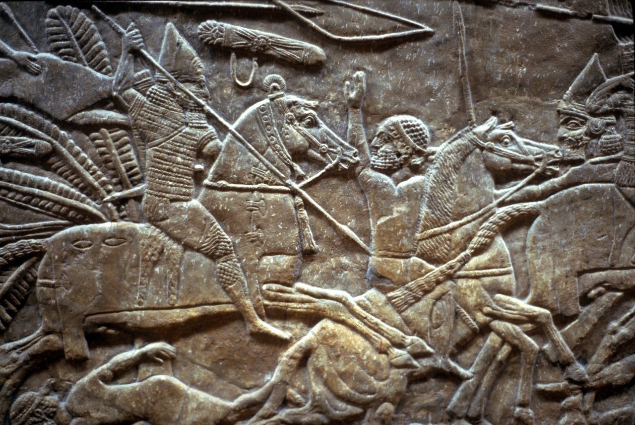 Assurbanipal na batalha de Til-Tuba, 650-620 aC de Assyrian