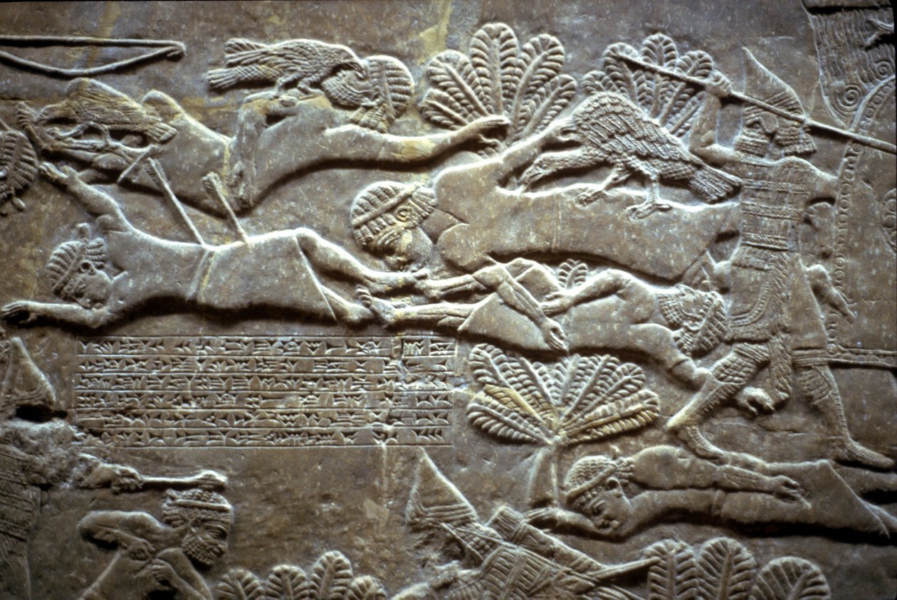 Assurbanipal na batalha de Til-Tuba, 650-620 aC de Assyrian