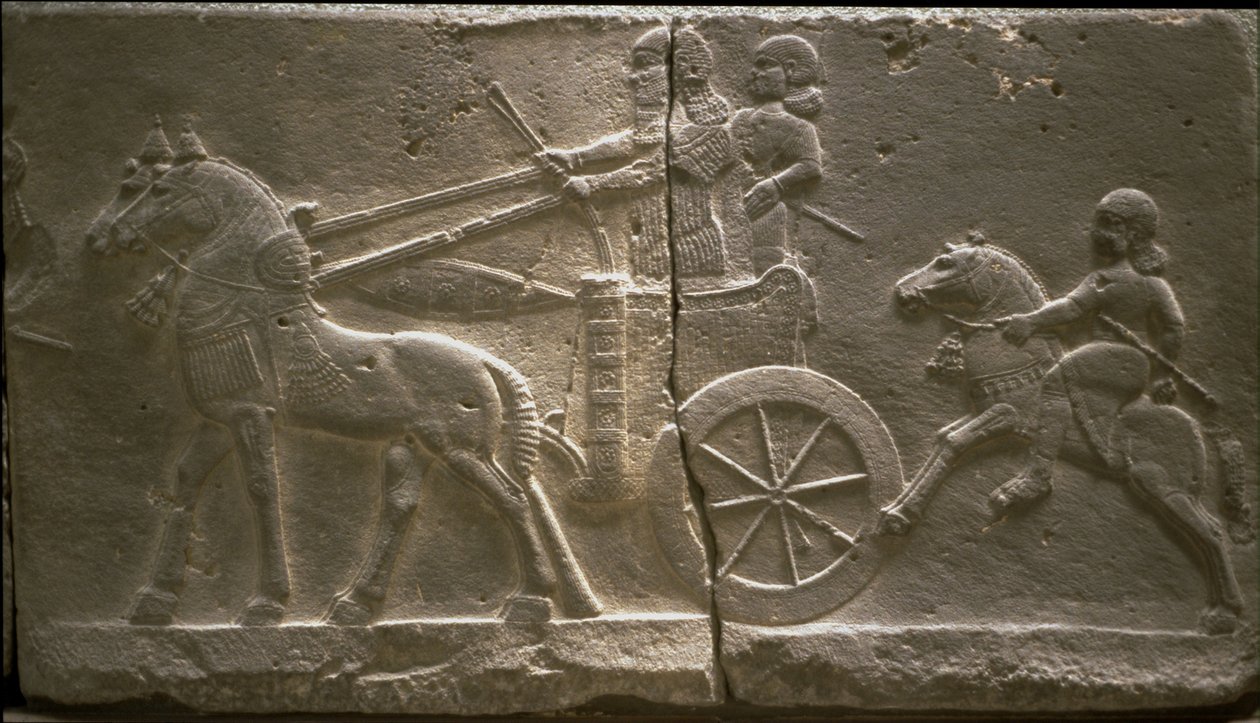 Carruagem e cavalaria, 8 º cen. BC de Assyrian