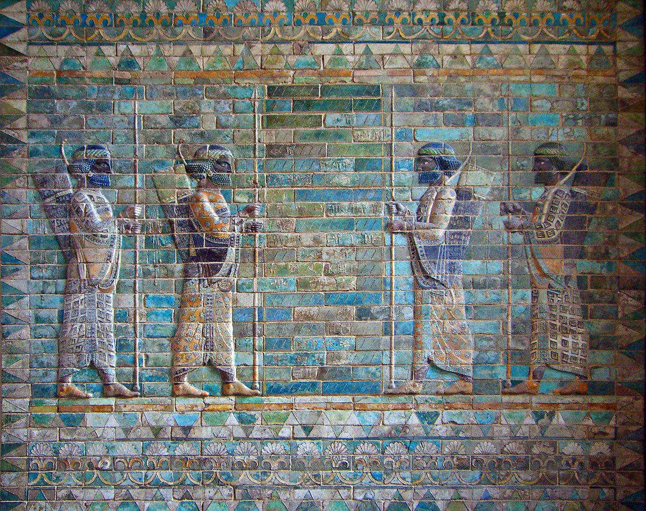 Os Archers frisam do palácio Dario I em Susa, c. 510-c. 500 aC de Assyrian