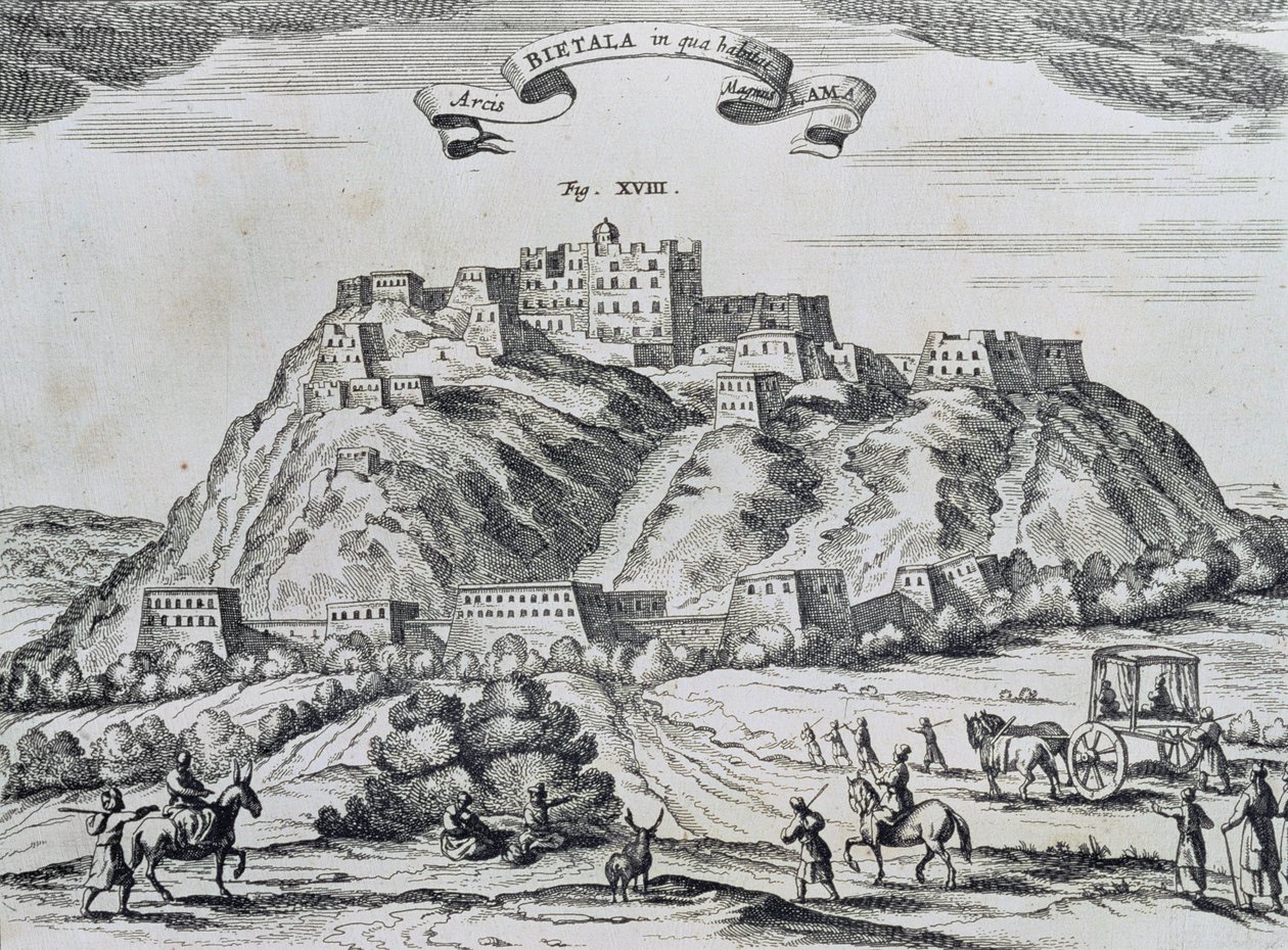 Vista de Lhasa, capital do Tibete, de &39;China Monumentis&39;, impressa em Amsterdã em 1667 de Atanasio Kirchen