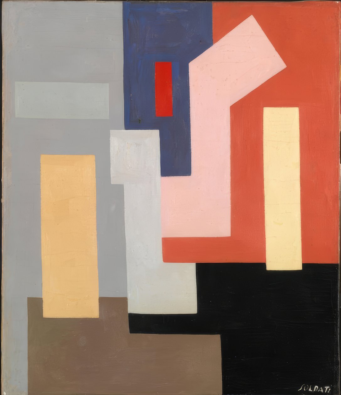 Obra de arte neoplástica abstrata-geométrica de Atanasio Soldati