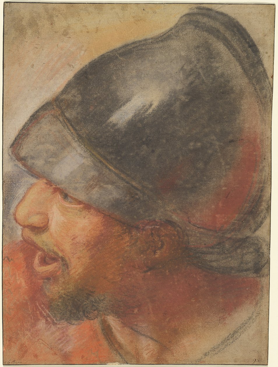 Cabeça de um soldado macedônio de Atelier Assistant of Charles Le Brun