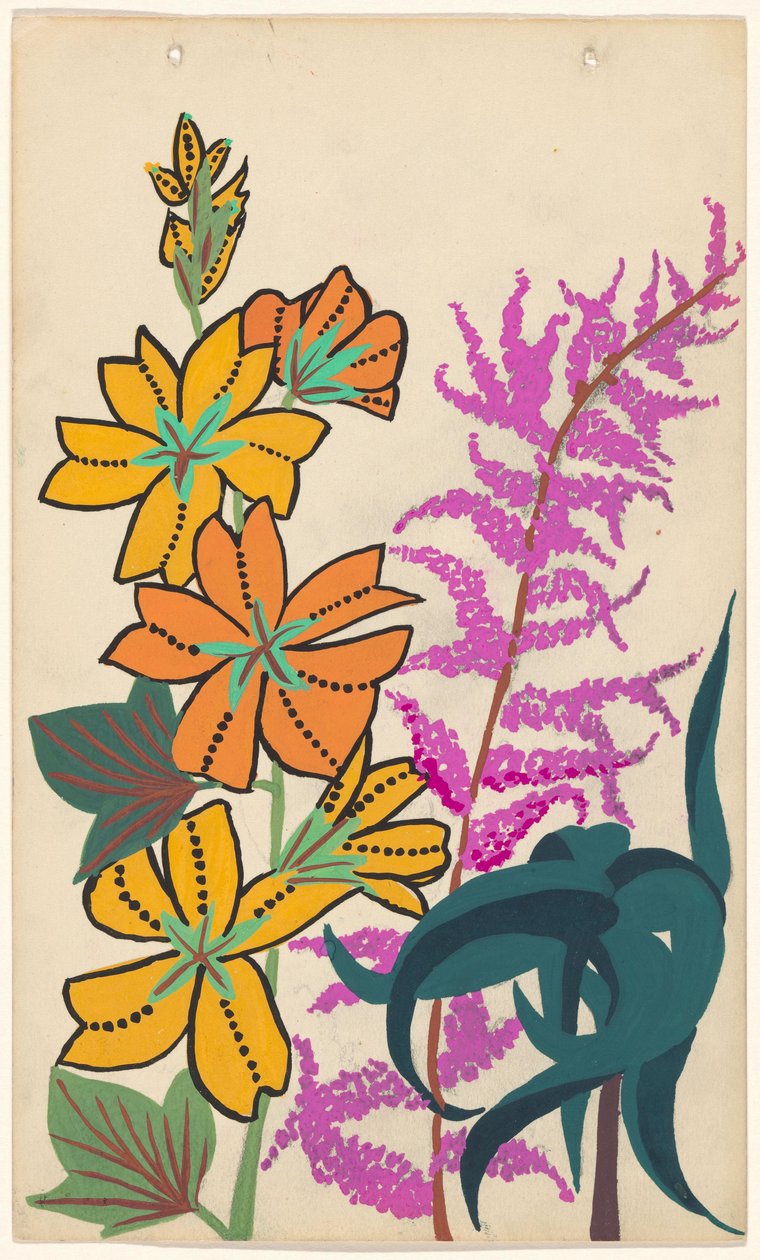 Desenho de bordado de ramos e folhas de flores de Atelier Martine