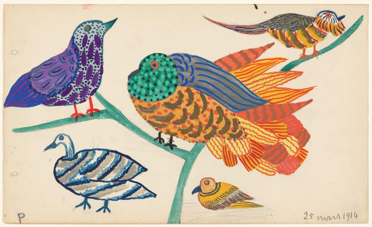 Desenho para bordado de aves de Atelier Martine