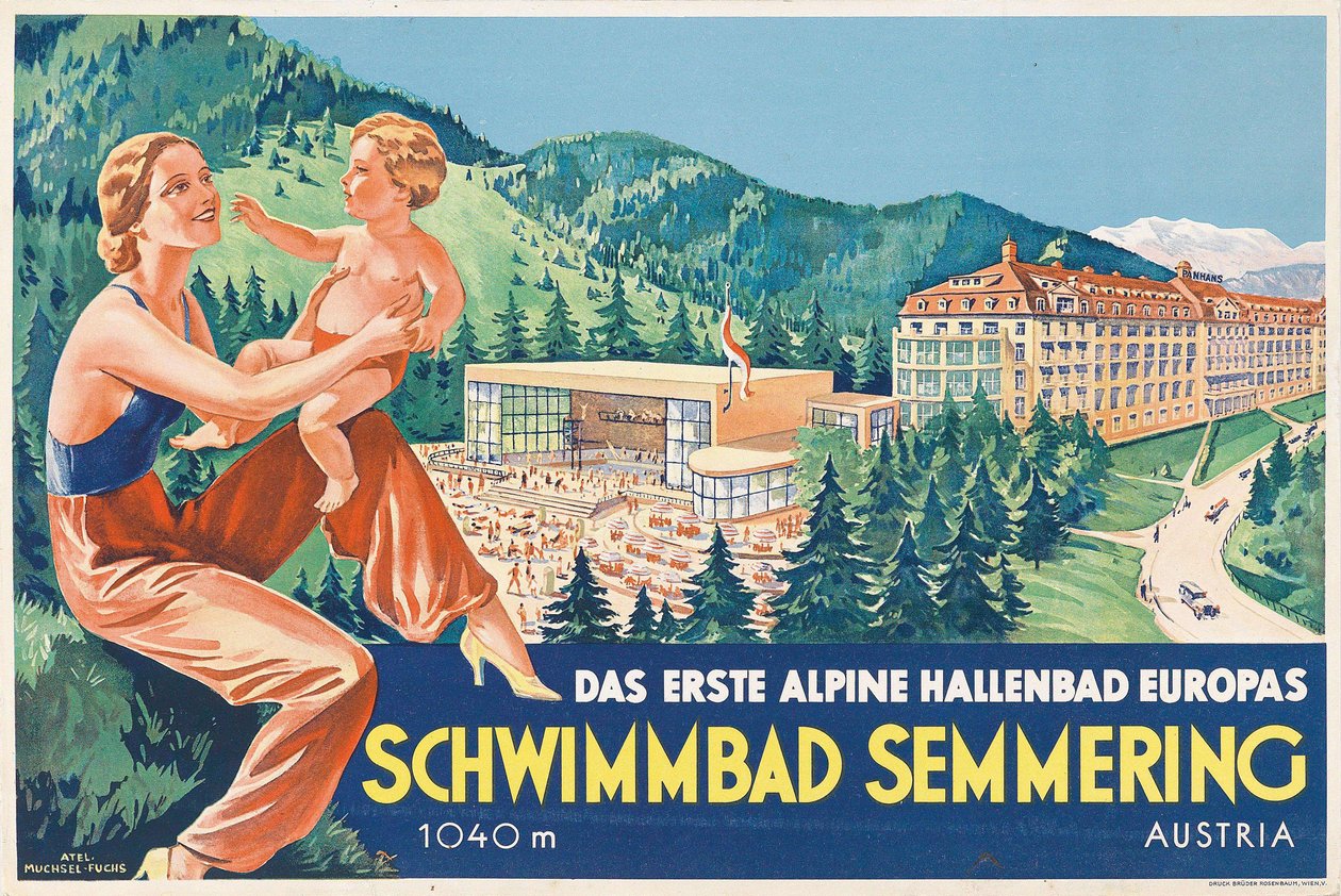 Piscina Semmering, década de 1930. de Atelier Muchsel Fuchs