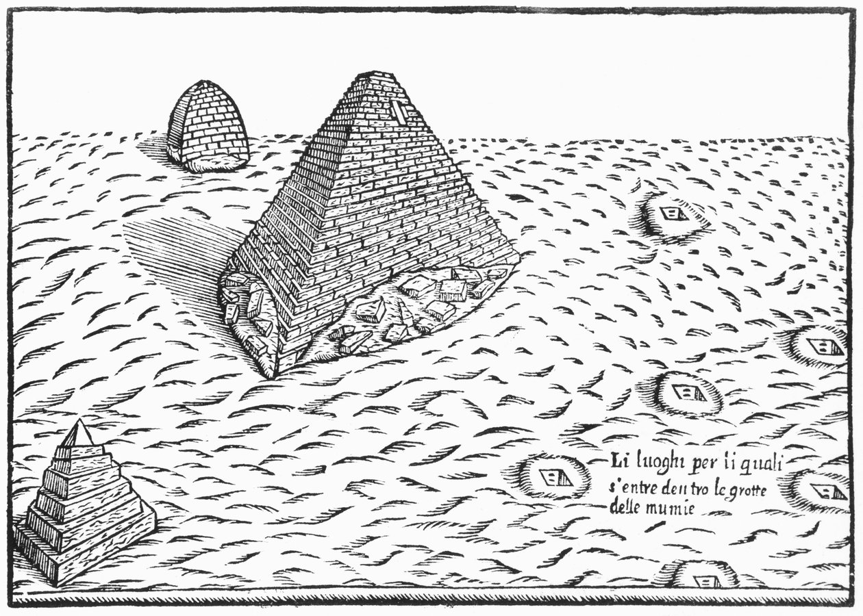 Pirâmides do Egito, ilustração de &39;Édipo Aegyptiacus&39;, 1653 de Athanasius Kircher