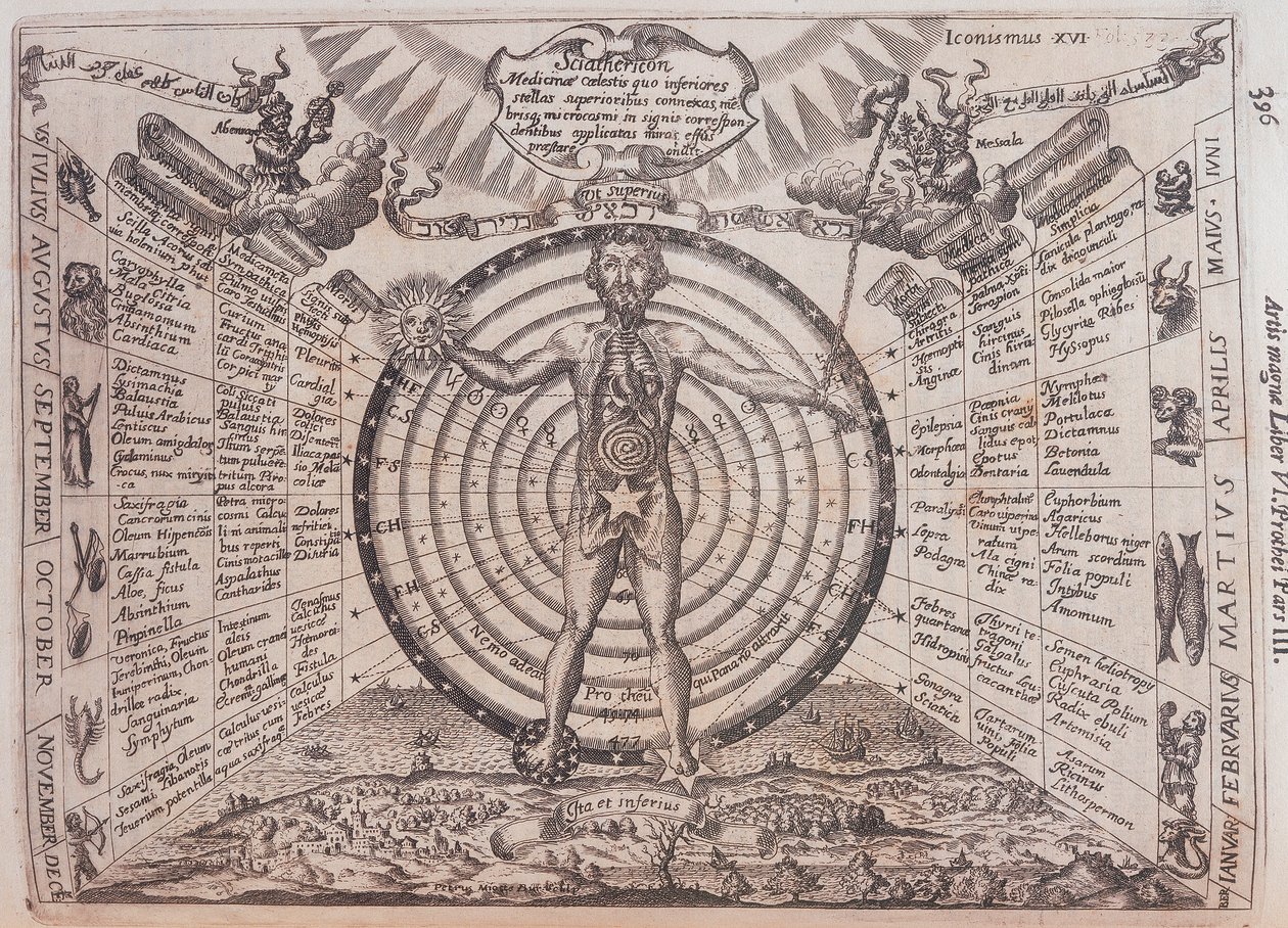 Um mapa astrológico, 1646 de Athanasius Kircher