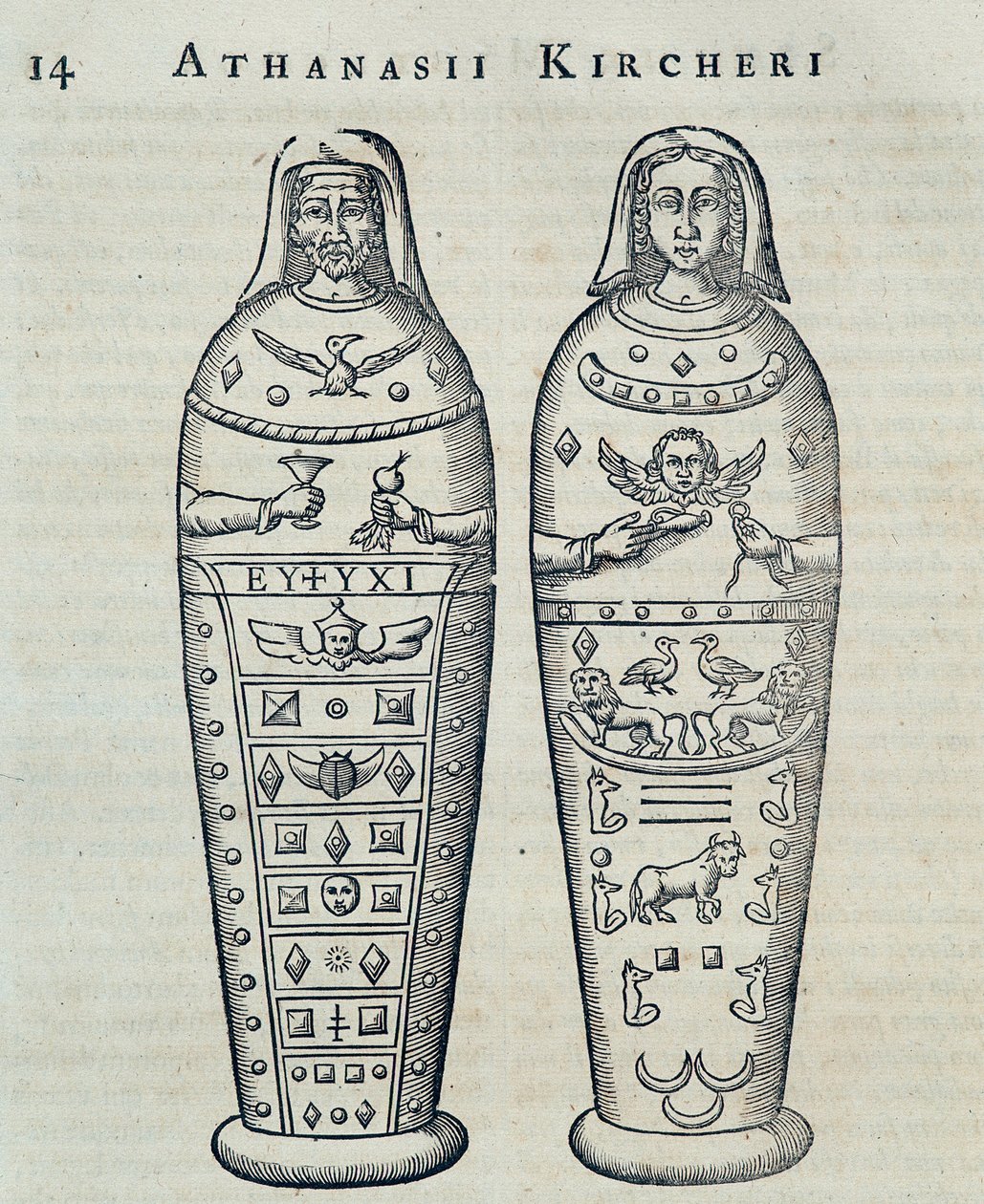 Múmias - em "Sphynx mystagoga" por Athanase Kircher de Athanasius Kircher