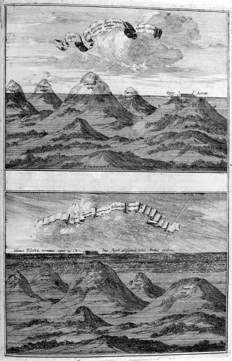 Resultado do dilúvio, 1675 de Athanasius Kircher