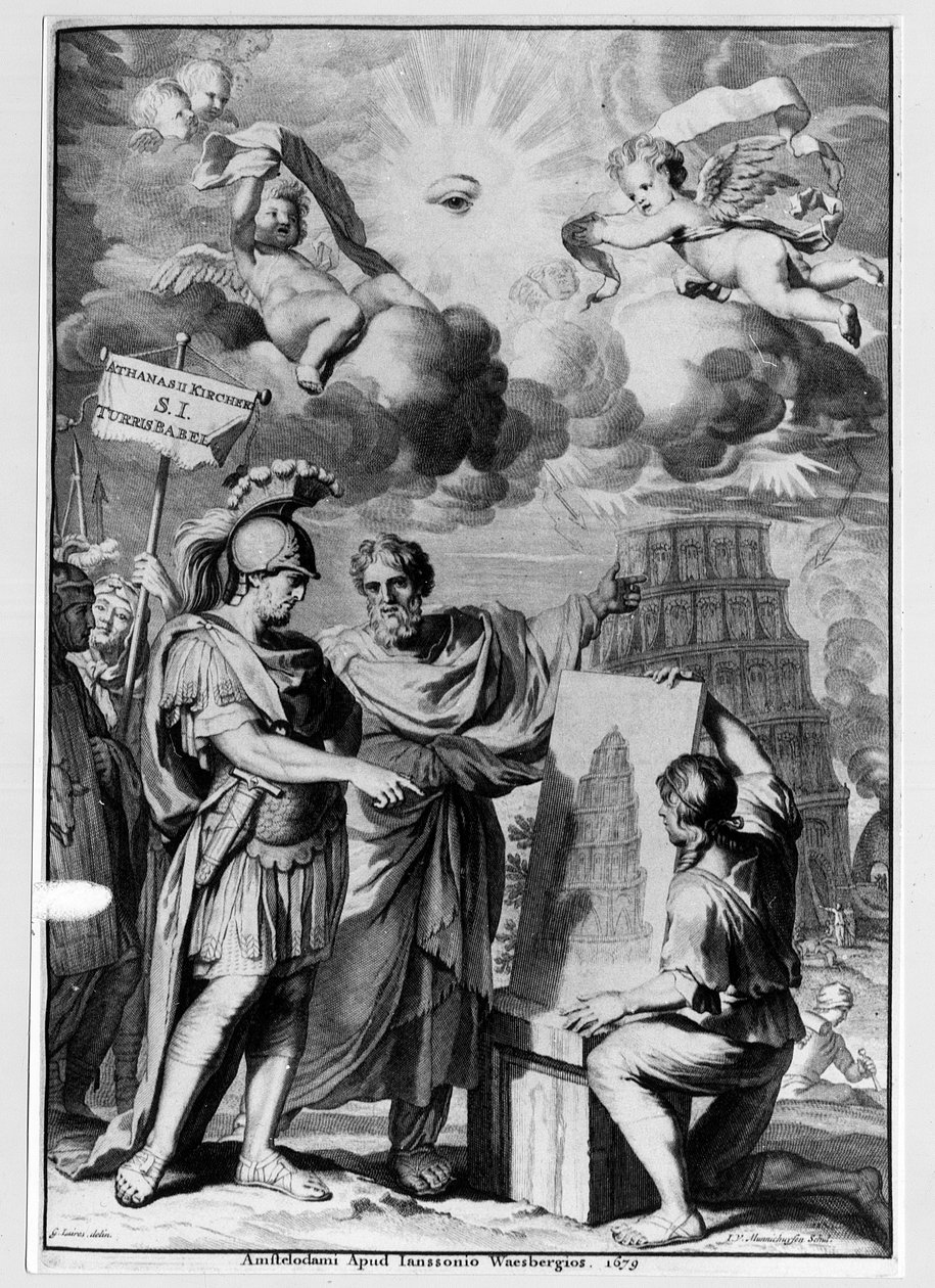 A Torre de Babel - La Tour de Babel - em "Turris Babel" de Athanasi Kircheri, Amsterdão de Athanasius Kircher