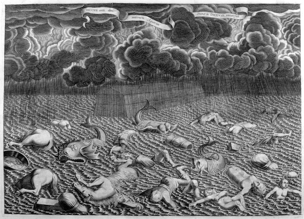 A grande inundação de Arca Noé de Athanasius Kircher