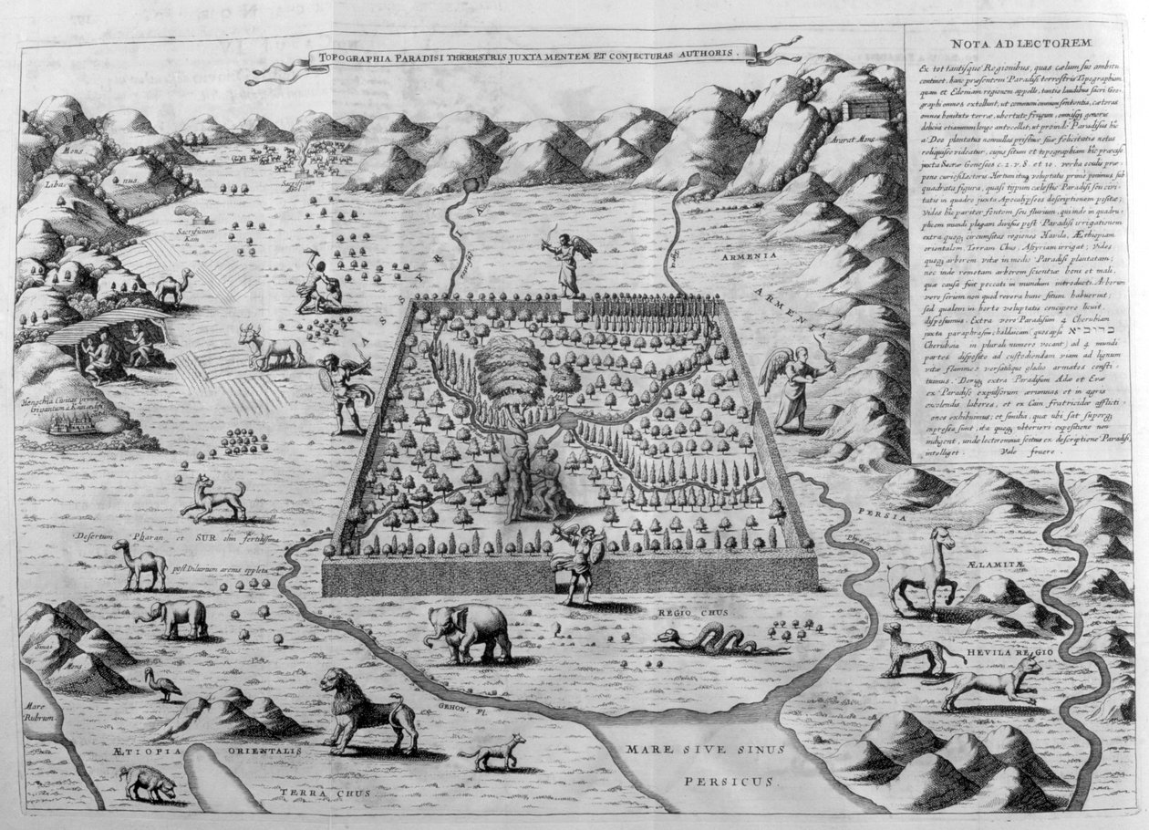 O paraíso terrestre, 1675 de Athanasius Kircher