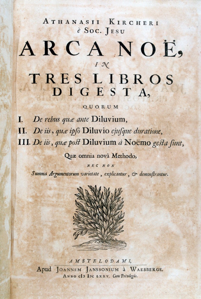 Página de rosto de Arca Noe, 1675 de Athanasius Kircher